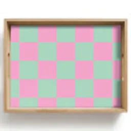 Schaakbord patroon - Groen - Roze - Blokjes Dienblad Rechthoek middel -z3d_shopping