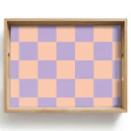 Schaakbord patroon - Paars - Roze - Blokjes Dienblad Rechthoek middel -z3d_shopping