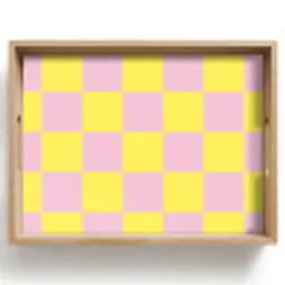 Schaakbord patroon - Geel - Roze - Blokjes Dienblad Rechthoek middel -z3d_shopping
