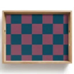 Schaakbord print - Blauw - Rood - Blokjes Dienblad Rechthoek middel -z3d_shopping