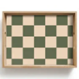 Schaakbord print - Groen - Beige - Blokjes Dienblad Rechthoek middel -z3d_shopping