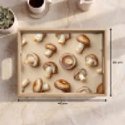 Kastanje Champignons - Beige Dienblad Rechthoek middel -USP_Formaat