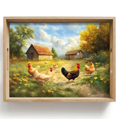Kippen - Landelijke rust - Natuur Dienblad Rechthoek middel -z3d_shopping
