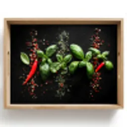 Chilipepers - Basilicum - Blaadjes - Rood Dienblad Rechthoek middel -z3d_shopping