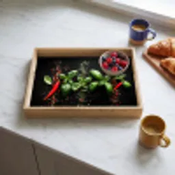 Chilipepers - Basilicum - Blaadjes - Rood Dienblad Rechthoek middel -sfeer2