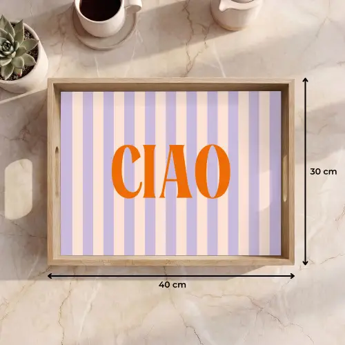 Ciao - Quote - Pastel - Strepen Dienblad Rechthoek middel -USP_Formaat