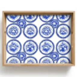 Cirkels - Bloemen - Blauw Dienblad Rechthoek middel 911 -z3d_shopping