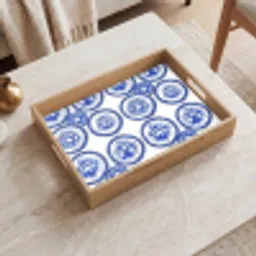 Cirkels - Bloemen - Blauw Dienblad Rechthoek middel 911 -sfeer1