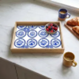 Cirkels - Bloemen - Blauw Dienblad Rechthoek middel 911 -sfeer2