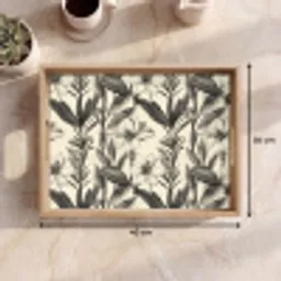 Klassiek - Botanisch - Zwart - Beige Dienblad Rechthoek middel 911 -USP_Formaat