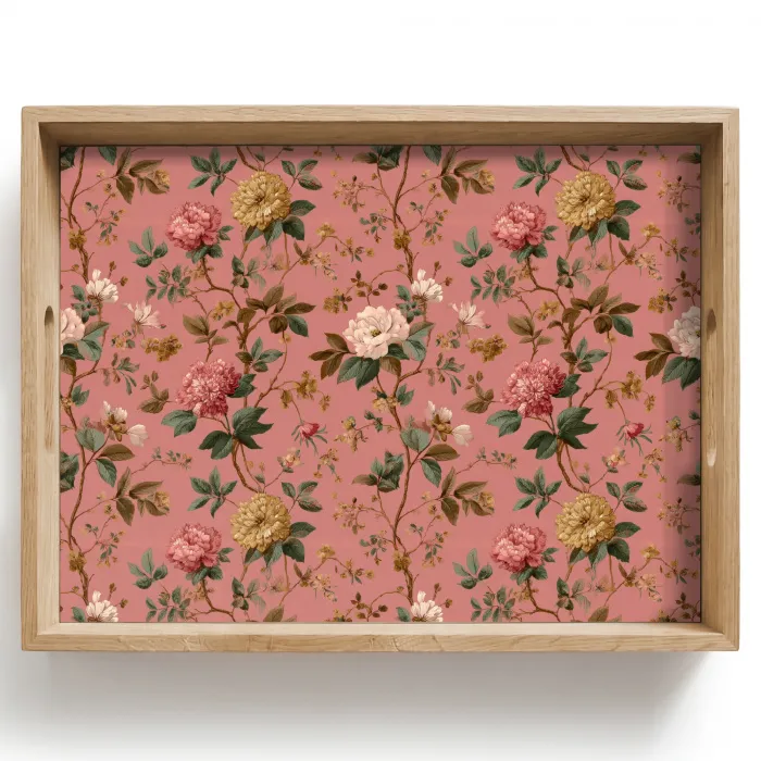 Klassiek - Botanisch - Roze Dienblad Rechthoek middel 911 -z3d_shopping