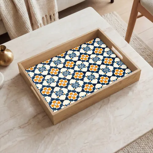 Klassiek - Geometrisch - Blauw Dienblad Rechthoek middel 911 -sfeer1