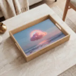 Wolk - Regenboog - Zee Dienblad Rechthoek middel -sfeer1