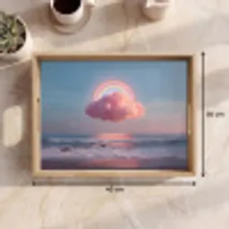 Wolk - Regenboog - Zee Dienblad Rechthoek middel -USP_Formaat