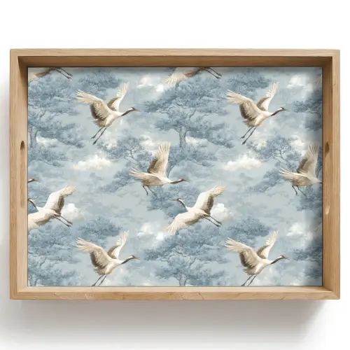Wolken - Kraanvogels - Blauw Dienblad Rechthoek middel 911 -z3d_shopping