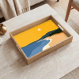 Kustlijn - Oranje lucht - Begroeiing Dienblad Rechthoek middel -sfeer1