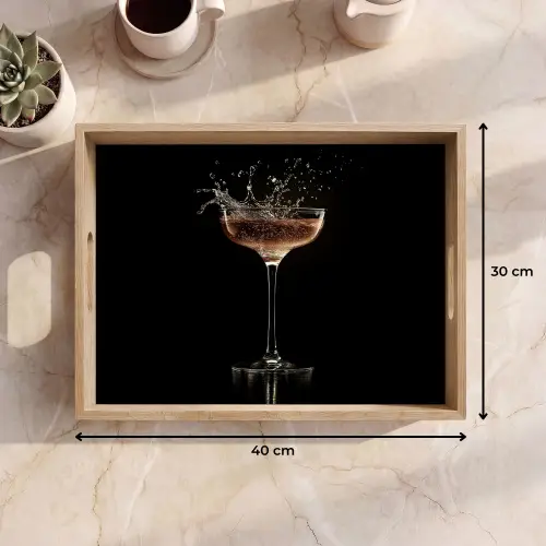 Cocktail - Zwart - Spetters - Glas Dienblad Rechthoek middel -USP_Formaat