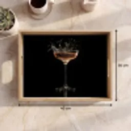 Cocktail - Zwart - Spetters - Glas Dienblad Rechthoek middel -USP_Formaat