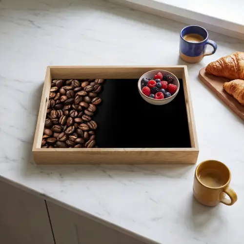 Koffiebonen - Zwart - Eenvoudig Dienblad Rechthoek middel -sfeer2