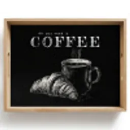 Koffie - Croissant - Tekst Dienblad Rechthoek middel -z3d_shopping