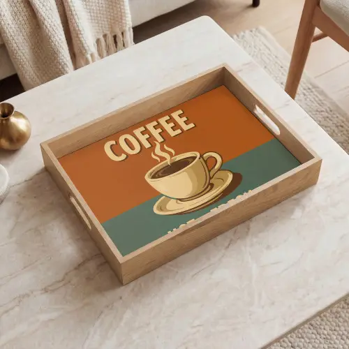 Koffie - Kop - Vintage - Quote Dienblad Rechthoek middel -sfeer1