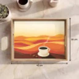 Koffie - Landschap - Oranje - Koffiebonen Dienblad Rechthoek middel -USP_Formaat