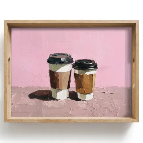 Koffiebekers - Deksel - Verf - Textuur Dienblad Rechthoek middel -z3d_shopping