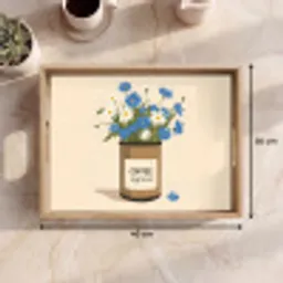 Coffee - Blik - Minimalistisch - Bloemen Dienblad Rechthoek middel -USP_Formaat