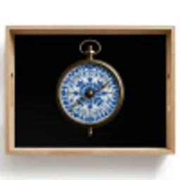 Kompas - Delfts blauw - Zwart Dienblad Rechthoek middel -z3d_shopping