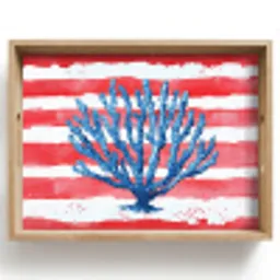 Koraal - Verfstructuur - Rood - Blauw Dienblad Rechthoek middel -z3d_shopping