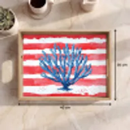 Koraal - Verfstructuur - Rood - Blauw Dienblad Rechthoek middel -USP_Formaat