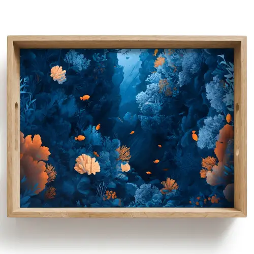 Koraalrif - Vissen - Oceaan - Blauw Dienblad Rechthoek middel -z3d_shopping