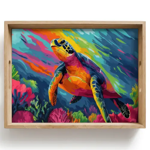 Koraal - Schildpad - Abstract - Water Dienblad Rechthoek middel -z3d_shopping