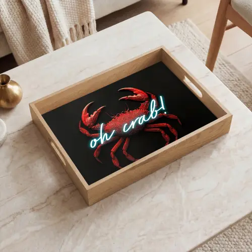 Krab - Rood - Neon - Quote Dienblad Rechthoek middel -sfeer1