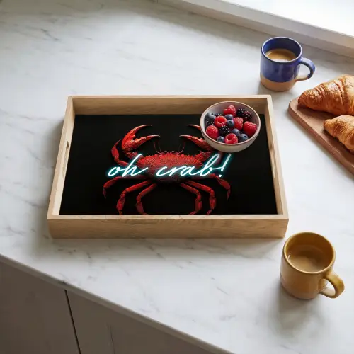 Krab - Rood - Neon - Quote Dienblad Rechthoek middel -sfeer2