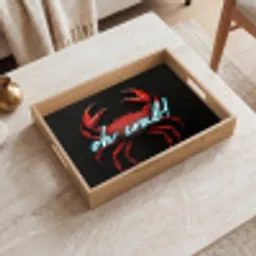 Krab - Rood - Neon - Quote Dienblad Rechthoek middel -sfeer1