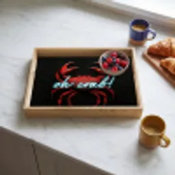 Krab - Rood - Neon - Quote Dienblad Rechthoek middel -sfeer2