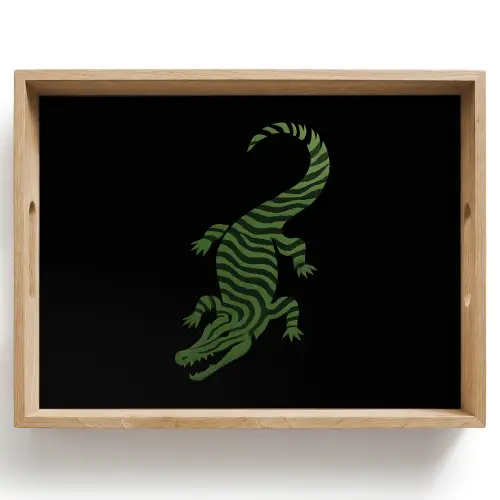 Krokodil - Groen - Tijgerachtig - Strepen Dienblad Rechthoek middel -z3d_shopping