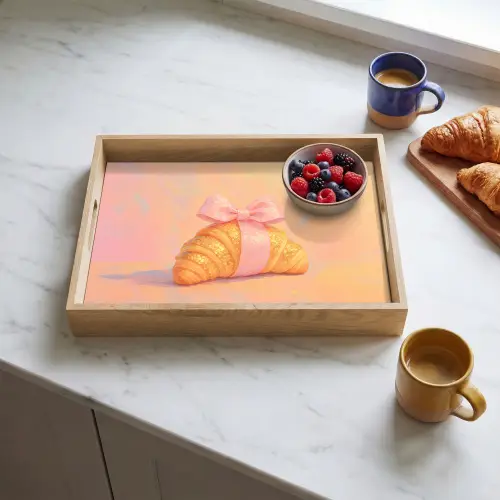 Croissant - Strik - Roze Dienblad Rechthoek middel -sfeer2
