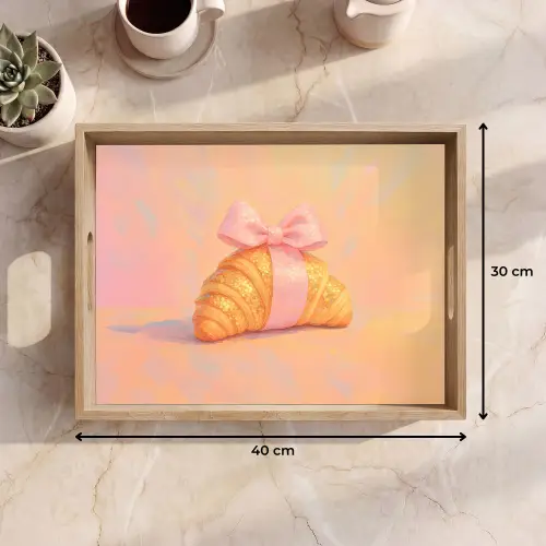 Croissant - Strik - Roze Dienblad Rechthoek middel -USP_Formaat