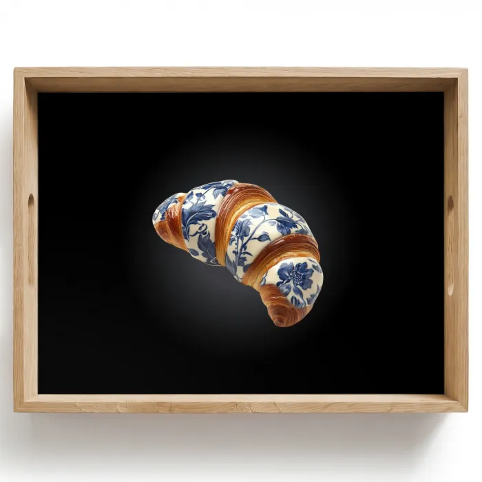 Croissant - Bloemenpatroon - Delftsblauw Dienblad Rechthoek middel -z3d_shopping
