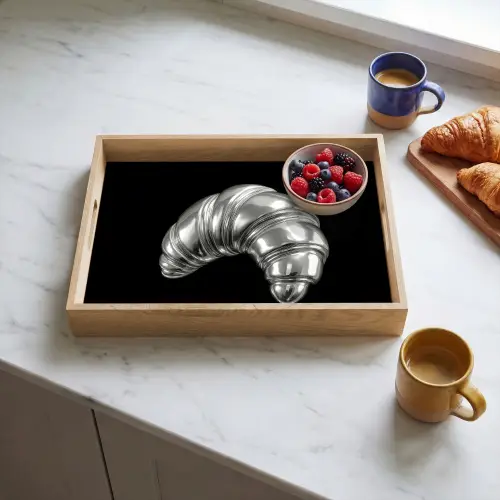 Croissant - Metaal - Zilver Dienblad Rechthoek middel -sfeer2