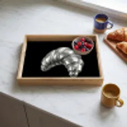 Croissant - Metaal - Zilver Dienblad Rechthoek middel -sfeer2