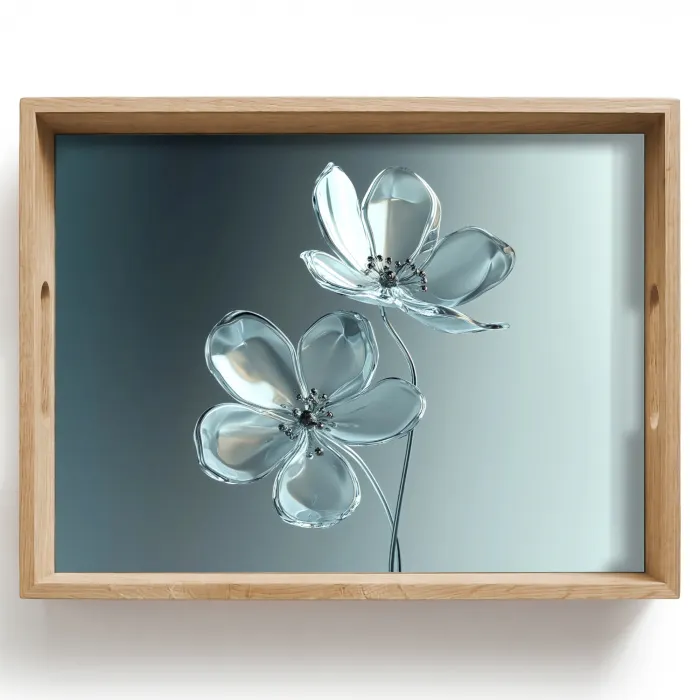 Kristal - Bloemen - Grijs Dienblad Rechthoek middel -z3d_shopping