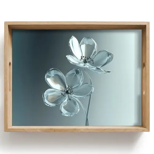 Kristal - Bloemen - Grijs Dienblad Rechthoek middel -z3d_shopping