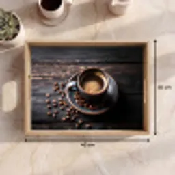 Kop - Koffie - Hout - Bonen Dienblad Rechthoek middel -USP_Formaat