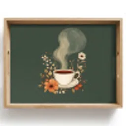 Kop - Bloemen - Groen - Koffie Dienblad Rechthoek middel -z3d_shopping