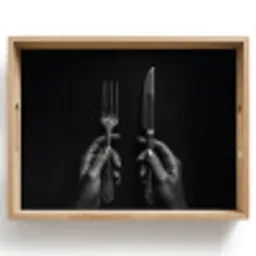 Bestek - Zwart - Wit Dienblad Rechthoek middel -z3d_shopping
