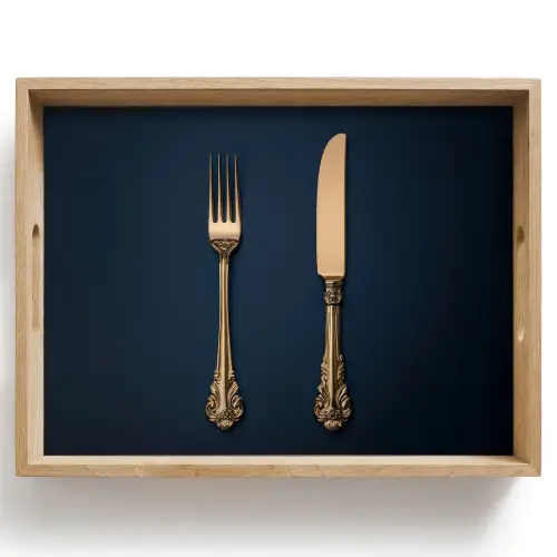 Bestek - Donkerblauw - Goud Dienblad Rechthoek middel -z3d_shopping