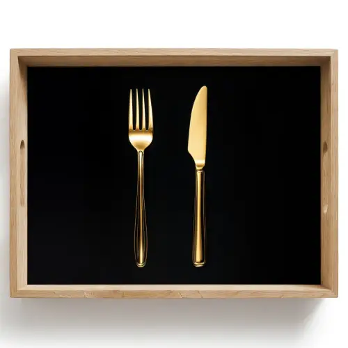 Bestek - Goud - Mes - Vork Dienblad Rechthoek middel -z3d_shopping
